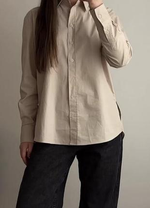 Сорочка з довгим рукавом march europe, жіноча, базова, бежева, матеріал бавовна, розмір s-l