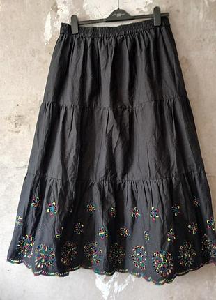 100%коттон,литняя юбка трех ярусная юбка