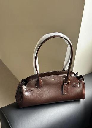 👜 coach | глибокий коричневий | багет | оригінал | під замовлення