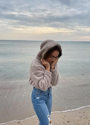 Вкорочене пухнасте худі тедді