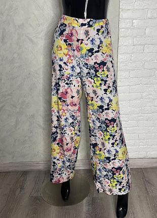 Легкі штани у квітковий принт peacocks, l