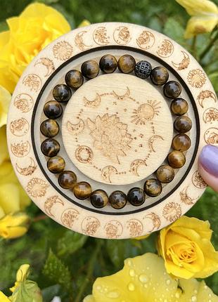 Браслет з натурального тигрового ока 8 мм камінь