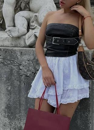 Топ шкіряний з бляшкою корсет розмір s (як dvnt)