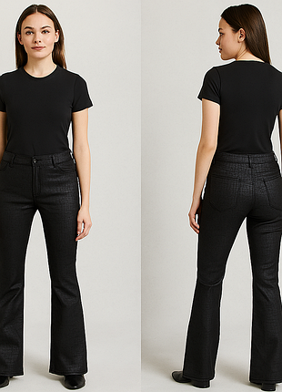 Брюки женские с высокой посадкой и легким клешем