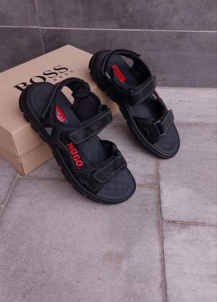 Мужское сандалии BOOST boss черне летнее сандалии панбго босс мужские сандалии BOOST boss