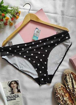 Плавки жіночі чорні в горох низ купальника бікіні роздільний купальник чорно-білий