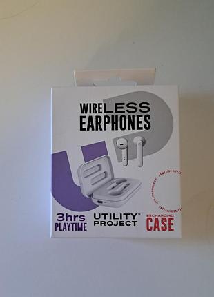 Беспроводные наушники utilitytm project с зарядным кейсом / привезенные из польщи