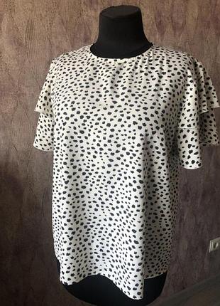 Стильная блузка, офис, леопард, звериный,, нарядная, в горох