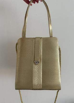 Вінтажна сатинова сумка золотистого кольору