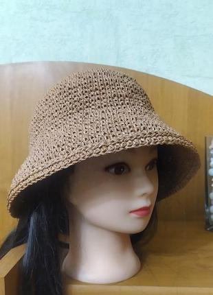 Панама женская из рафии, ручная работа