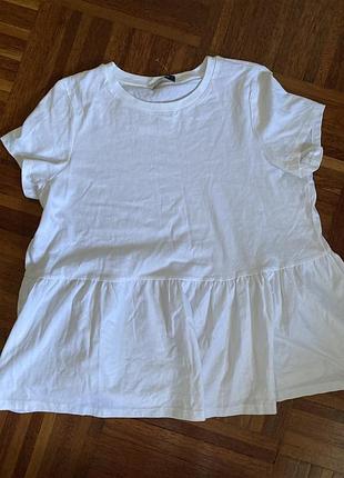 Нова біла бавовняна футболка оверсайз з оборкою george 14 /40-42 uk 🇬🇧