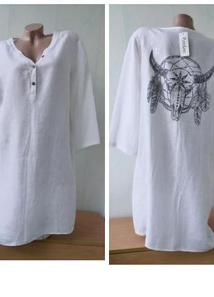 Льняное платье, туника бохо bellambra , лен италия