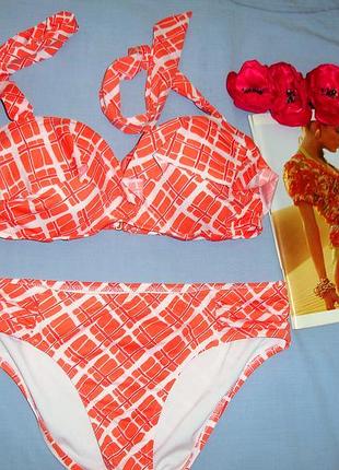 Купальник раздельный размер 48 / 14 чашка 80 c d оранжевый с воланами land's end