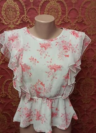 Романтичная блуза в стиле боха восьмий размер полиэстер талия на резиночке