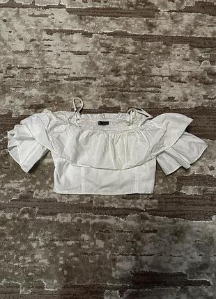 Белый короткий топ, майка zara размер s