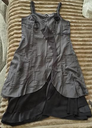 Франция авангардное платье из болеро шелк коттон fred sabatier тауповое
