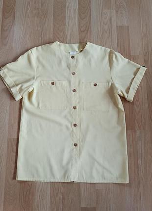 Трендовая женская летняя рубашка блузка актуального цвета сливочного масла h&amp;m