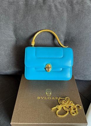 Шикарная кожаная сумка голубого цвета люкс качество полный комплект