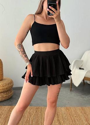 Спідниця шорти жіноча коротка міні нарядна повсякденна чорна біла юбка базова гарна