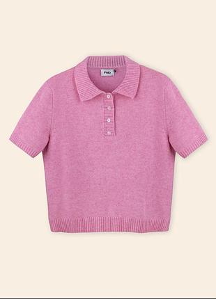 Ніжно рожевий поло топ від українського бренду feb sweaters 100% меринос