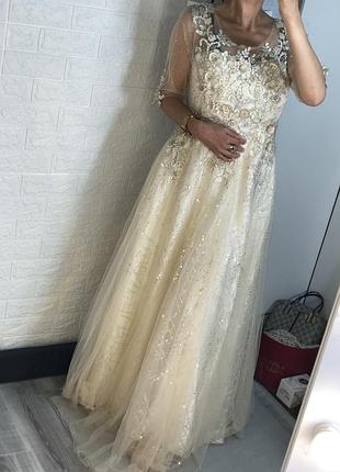 Роскошное изысканное пышное платье длинное дизайнерское платье ручная работа