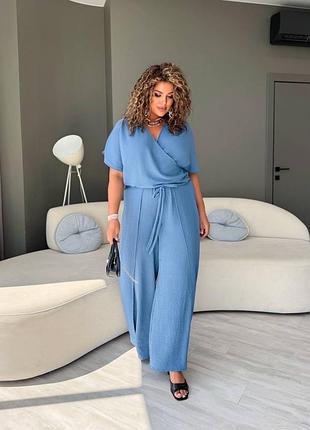 Жіночий легкий костюм | блуза та штани на запах | 1010