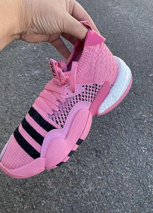 Текстильные трикотажные розовые кроссовки сетка adidas traae young 2.0 38-39 размер