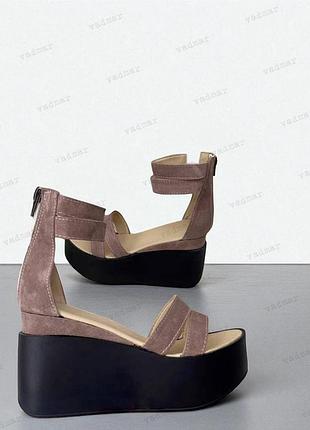 36-41 рр босоніжки  на платформі натуральна замша/шкіра бежевий, чорний, білий, пудра, червоний