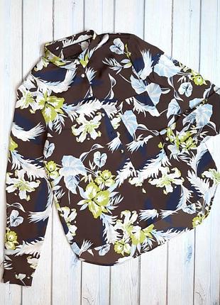 🤩1+1=3 стильная шоколадная блуза блузка в цветочный принт zara, размер 44 - 46
