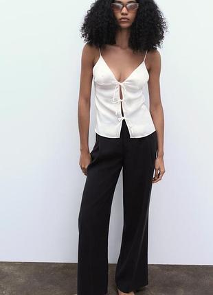 Сатиновий атласний топ з завʼязками zara