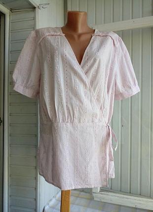 Коттоновая 👚 блуза рубашка прошва на запах большого размера батал