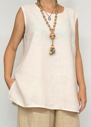 Блуза льняная свободная, туника natural wave. лен.