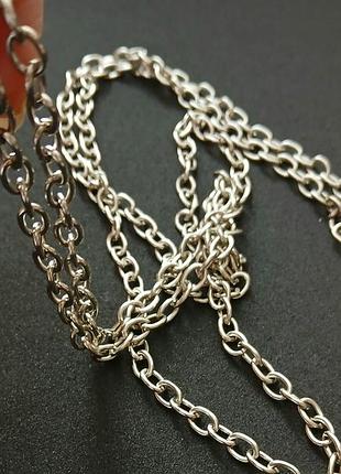 Цепочка серебристая к сумке, клатчу с карабинами, цепочка серебряный, металлический, ремень, поясок