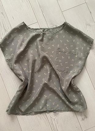 Блузка без рукавов из 100% шелка пижамный стиль