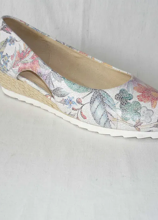 Португалия gabor comfort кожаные туфли лодочки открытый пальчик цветочный принт