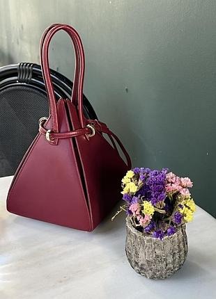 Сумка женская бордовая кожаная