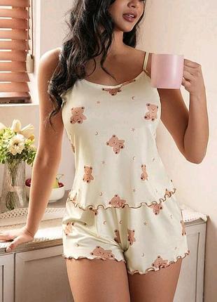 Женская пижама s (майка + шорты)