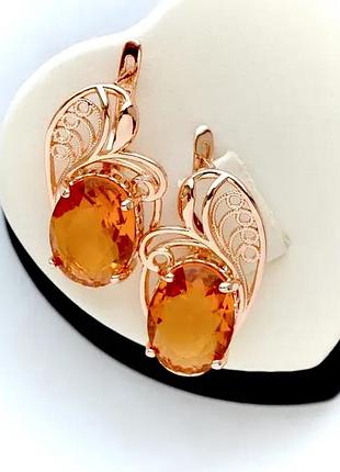 Красиві сережки фірма fallon (медичне золото)