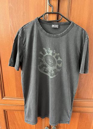Футболка чоловіча diesel сіра під вінтаж