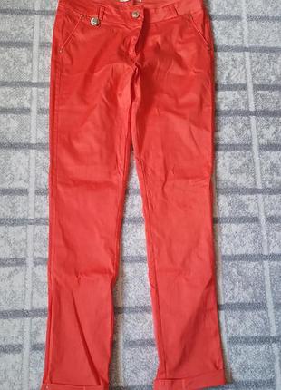 Брюки женские, цвет коралл, размер 29,