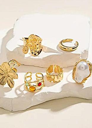 Кільця жіночі комплект 6 одиниць jeweston золотого кольору sku 03566
