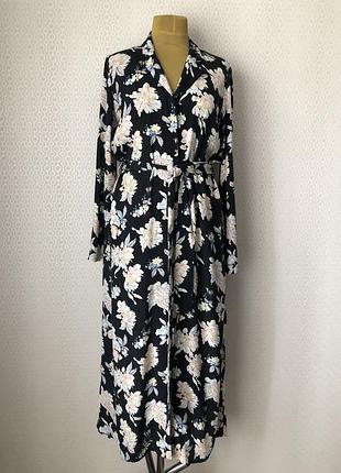 Летнее платье рубашка в цветы от mng (mango), размер l.
