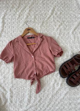 Топ блузка рубашка на завʼязках рожевий пудровий