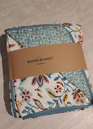 Плед-ковдра 140 х 200 см. стьобаний на подарунок покривало плед ковдра тонка декор квіточки квіти тепленький теплий літня зимовий зима ikea