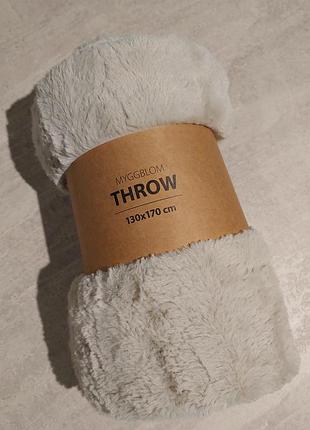 Плед 130 х 170 см. искусственный мех теплый на подарок покрывало декор травка плюшевый меховой ikea плюш флис флисовый