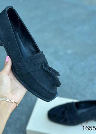 Лоферы натуральная замша