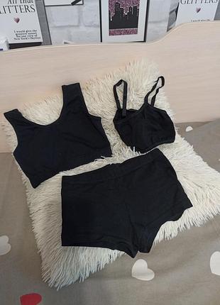 Классный набор 3 в 1 для танцев хореографии шорты и 2 топа