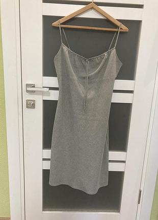 М базовий сірий легкий стрейч сарафан сукня на брителях