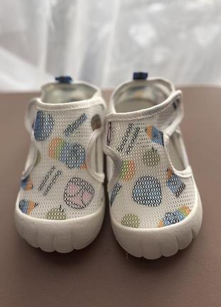 Дитячі легкі кеди тапочки босоніжки сандалі літнє взуття на липучках на гнучкій підошві босоноге взуття 14,5 см