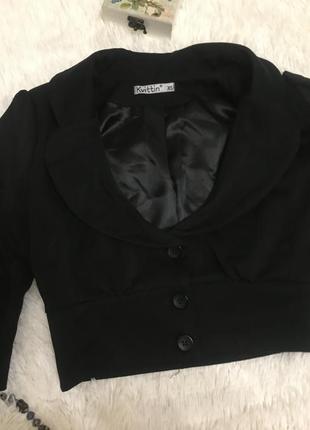 Укорочений чорний піджак3 фото